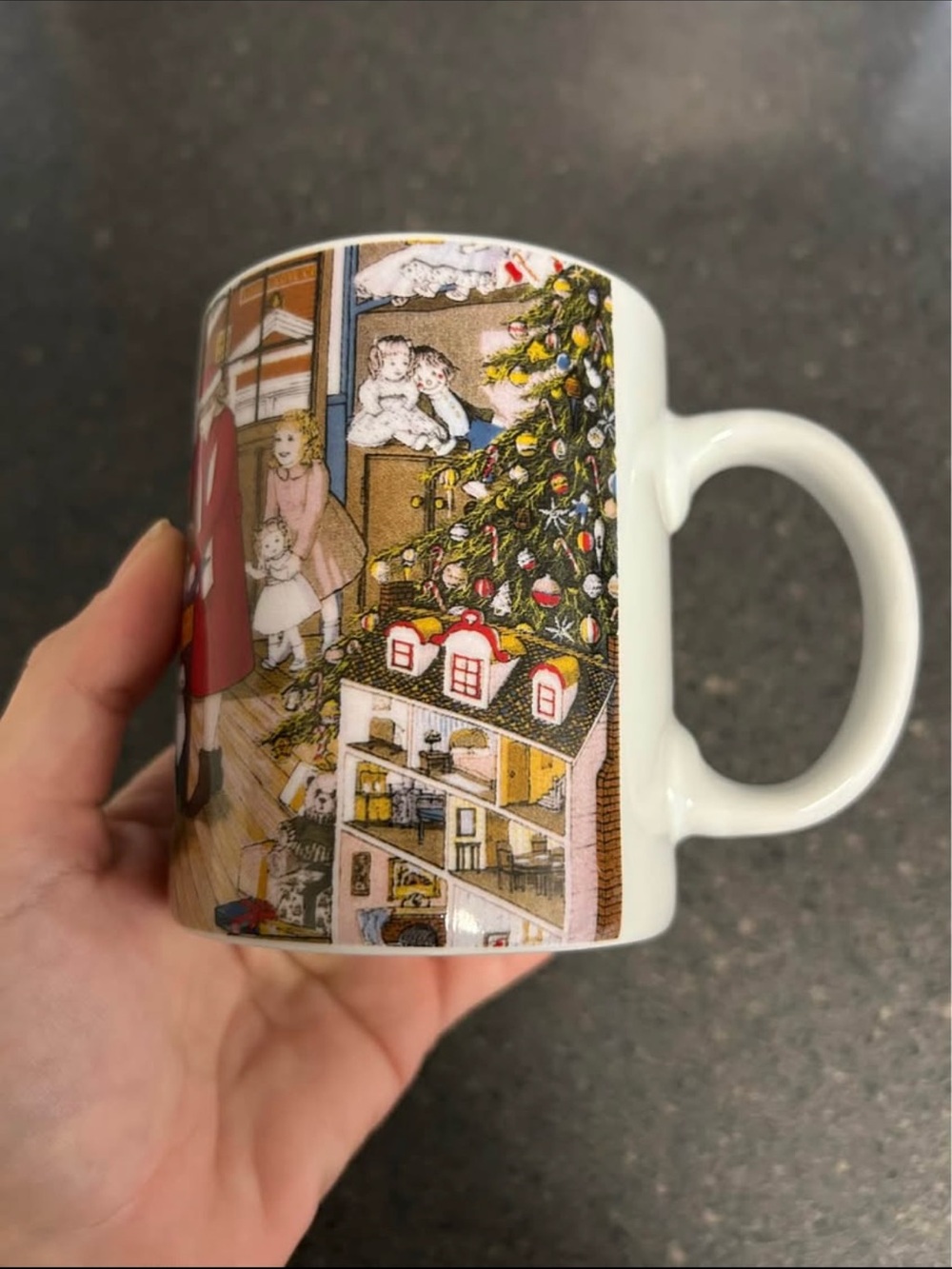 Holiday Scene Ceramic Coffee Mug in White
